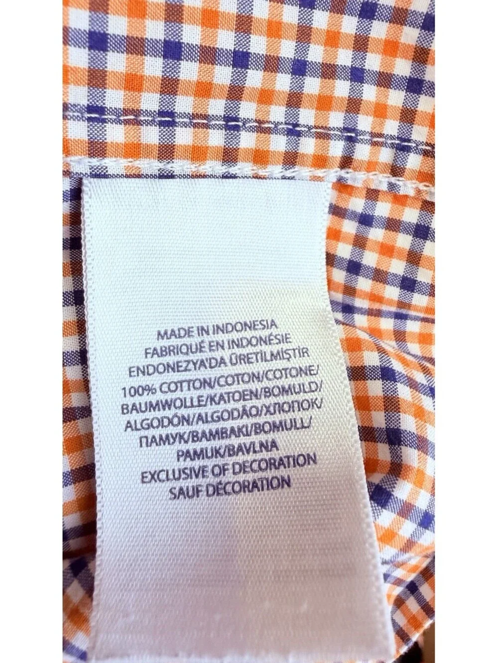 RALPH LAUREN Orange Blue Plaid Cotton Button Down Logo Shirt. Boys 7 Preppy